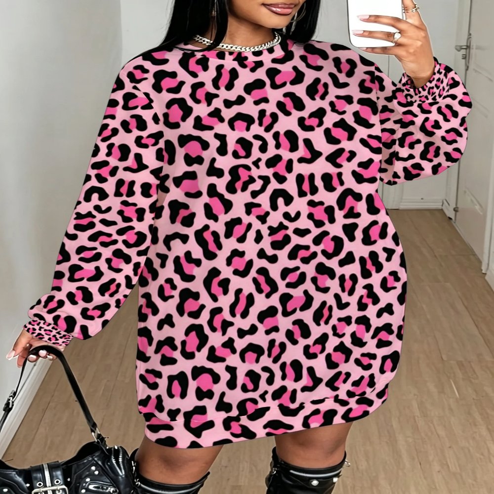 Plus-size long-sleeve maxi sweatshirt dress Plus-Size Long-Sleeve Sweatshirt Dress